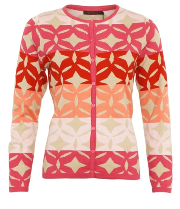 All Over Print Cardigan - Sand/rose