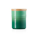 Medium Stoneware Storage Jar With Wooden Lid - Bamboo