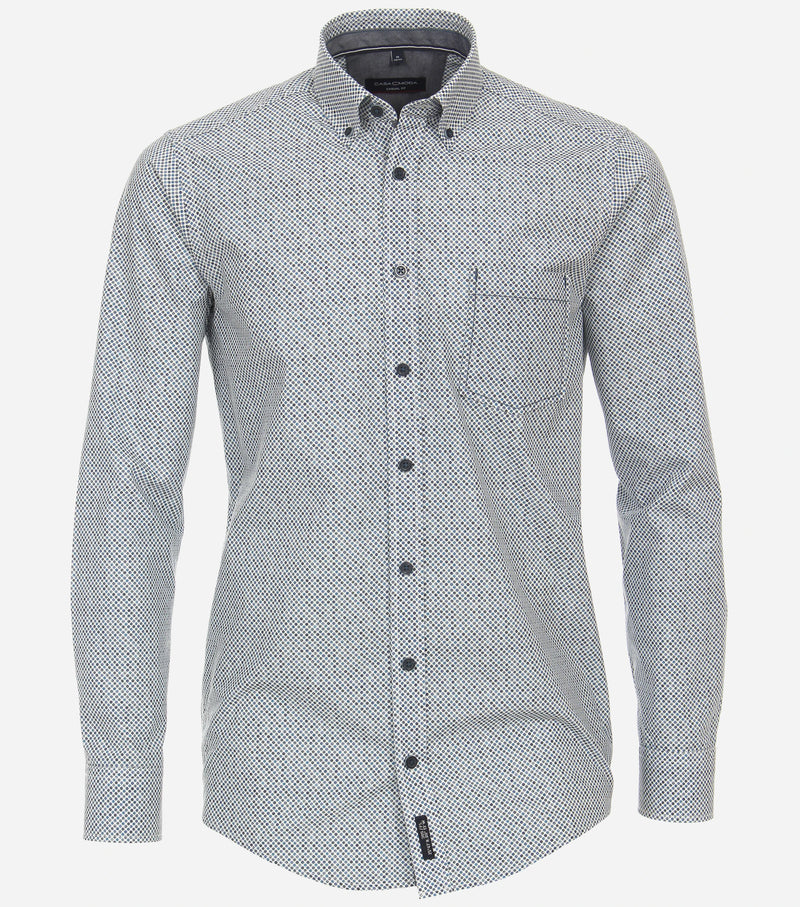 Button Down Print Shirt - Light Blue