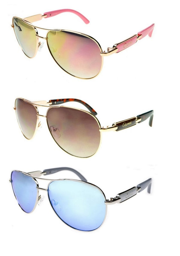 Aviator Temple Logo Sunglasses - Silver/blue