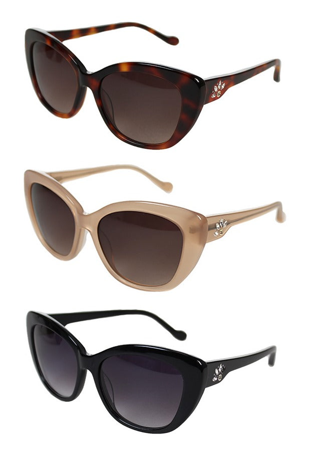 Diamante Temple Sunglasses - Pink