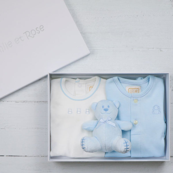 Body, Vest And Teddy Gift Set - Pale Blue