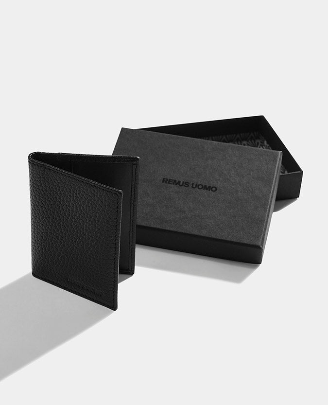 Leather Bi-Fold Cardholder - Black