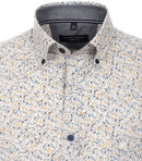 Long Sleeve Button Down Print Shirt - Silver