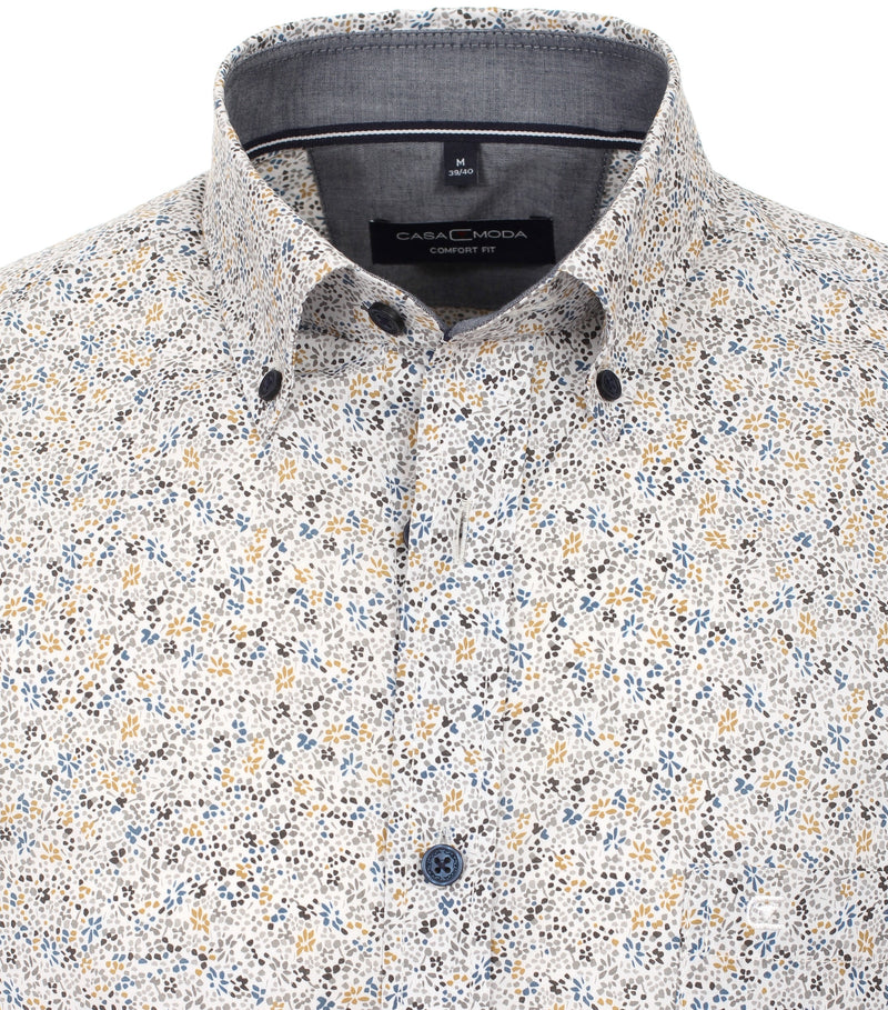 Long Sleeve Button Down Print Shirt - Silver