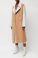 Arli Colour-Block Coat - Dove Grey/camel