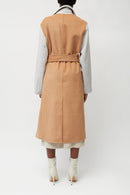 Arli Colour-Block Coat - Dove Grey/camel