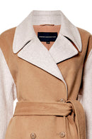 Arli Colour-Block Coat - Dove Grey/camel