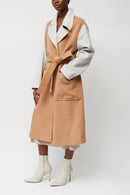 Arli Colour-Block Coat - Dove Grey/camel