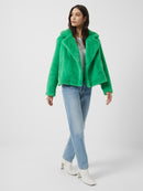 Buona Faux Fur Short Jacket - Island Green