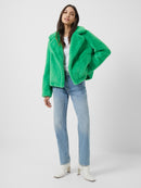 Buona Faux Fur Short Jacket - Island Green