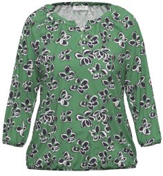 3/4 Sleeve Print Blouse - Green