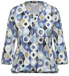 3/4 Sleeve Print Blouse - Royal