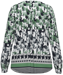 Long Sleeve Print Blouse - Green