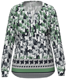 Long Sleeve Print Blouse - Green