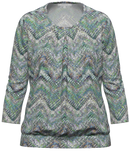 3/4 Sleeve Print Blouse - Green