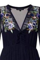 Ambre Embroidered Dress - Indigo