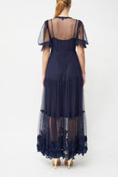 Ambre Embroidered Dress - Indigo