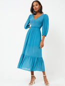 Cora Midi Dress - Mosaic Blue