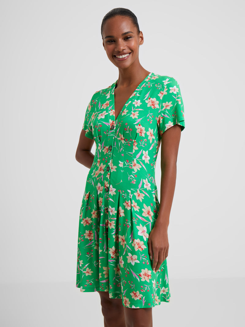 Camille V Neck Dress - Poise Green