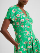 Camille V Neck Dress - Poise Green