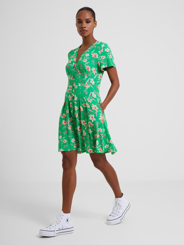 Camille V Neck Dress - Poise Green
