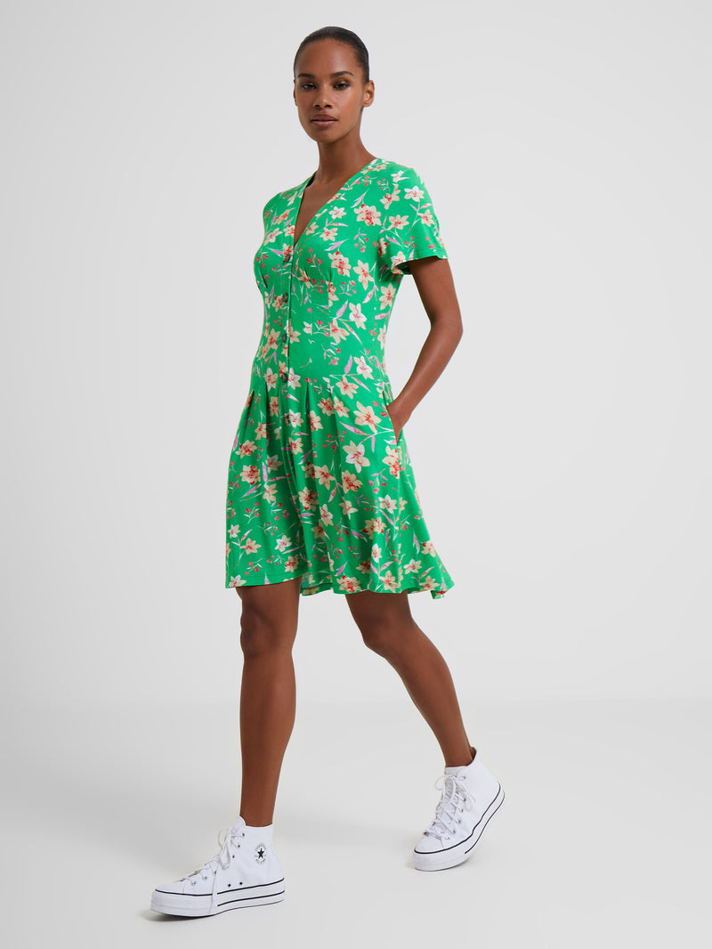 Camille V Neck Dress - Poise Green