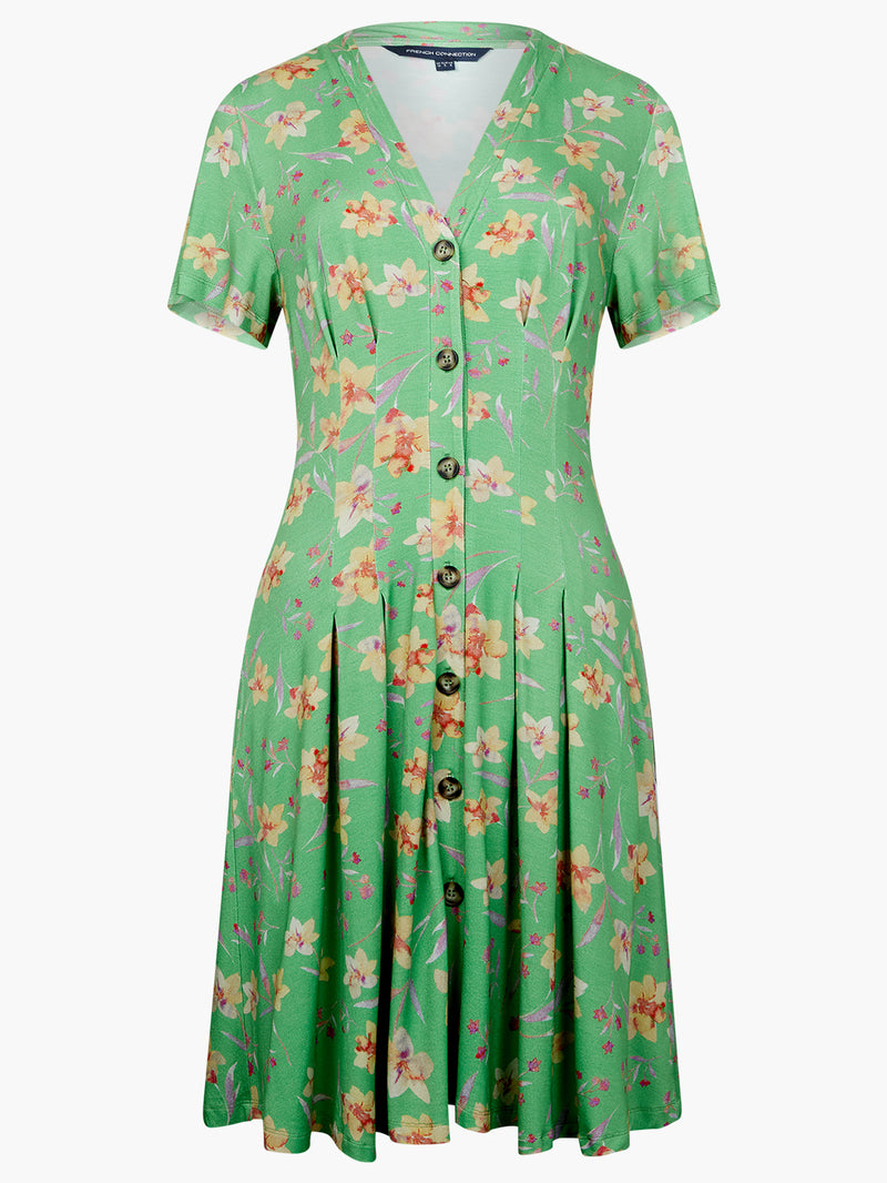 Camille V Neck Dress - Poise Green