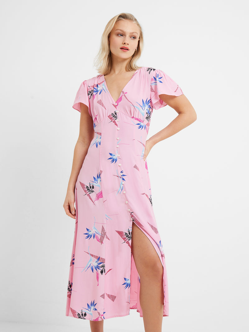 Eugie V Neck Dress - Sea Pink