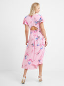 Eugie V Neck Dress - Sea Pink