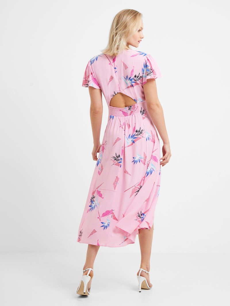 Eugie V Neck Dress - Sea Pink