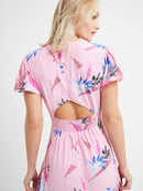 Eugie V Neck Dress - Sea Pink