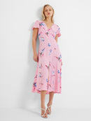 Eugie V Neck Dress - Sea Pink