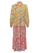 Tiered Button Front Dress - Multicolour