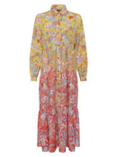 Tiered Button Front Dress - Multicolour