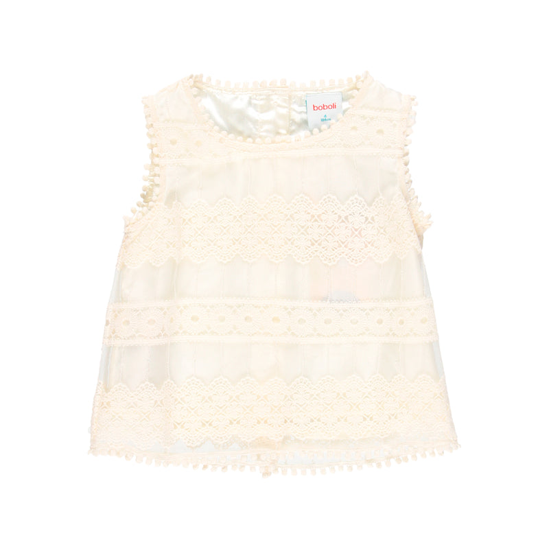 Embroidered Tulle Top - Ivory