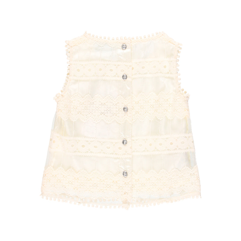 Embroidered Tulle Top - Ivory