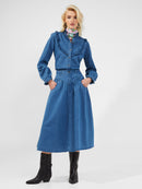 Zaves Chambray Ruffle Blouse - Blue