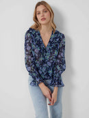 Gloria Ruffle Top - Indigo