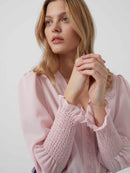 Crepe V-neck Blouse - Chalk Pink