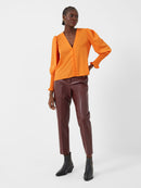 Crepe V-neck Blouse - Chalk Pink