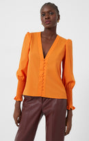 Crepe V-neck Blouse - Chalk Pink