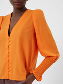 Crepe V-neck Blouse - Chalk Pink