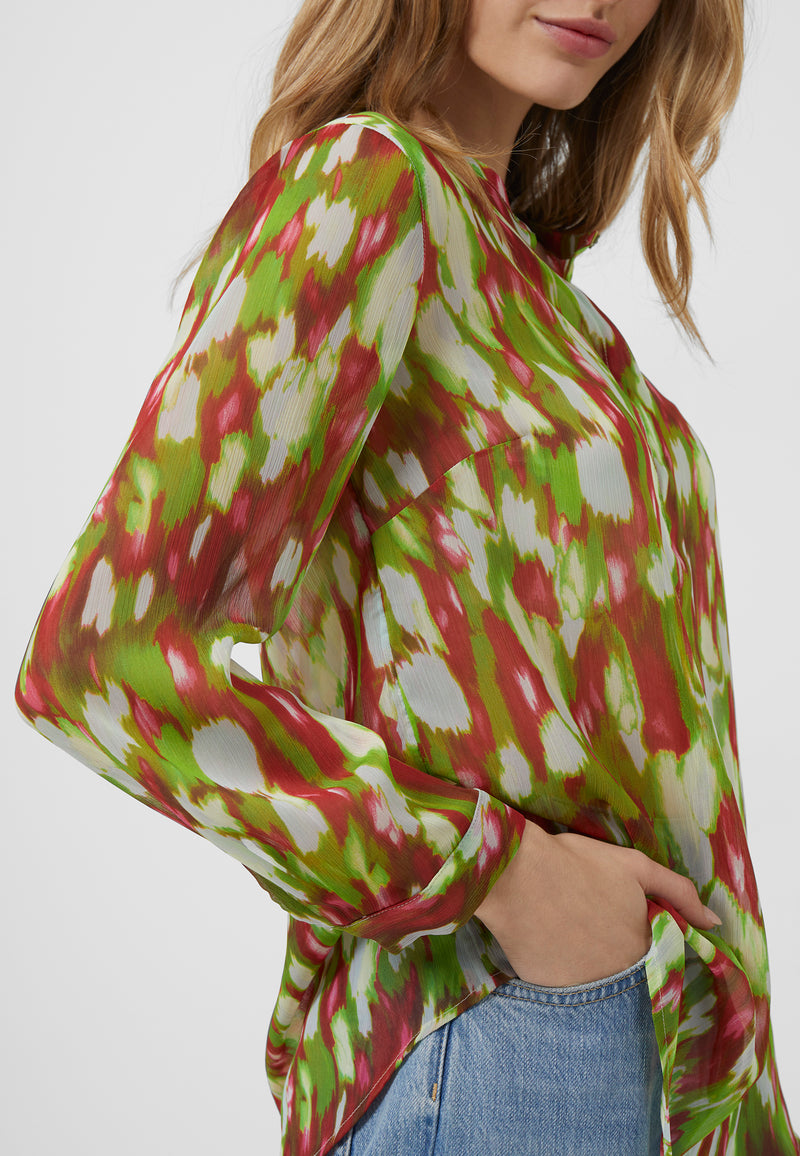 Innes Crinkle Collarless Shirt - Algae Green