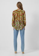 Innes Crinkle Collarless Shirt - Algae Green