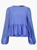 Crepe Peplum T-Shirt - Baja Blue