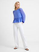 Crepe Peplum T-Shirt - Baja Blue