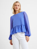 Crepe Peplum T-Shirt - Baja Blue