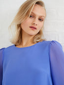 Crepe Peplum T-Shirt - Baja Blue