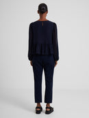 Crepe Peplum T-Shirt - Marine